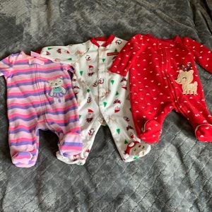 Cute set of fleece onesies for your new baby! 0-3m
